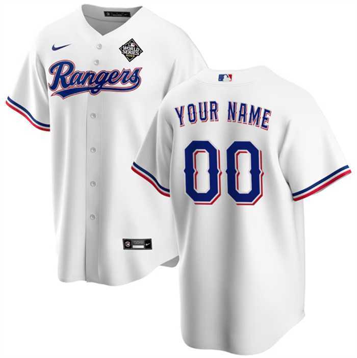 Men%27s Texas Rangers Active Player Custom White 2023 World Series Stitched Baseball Jersey